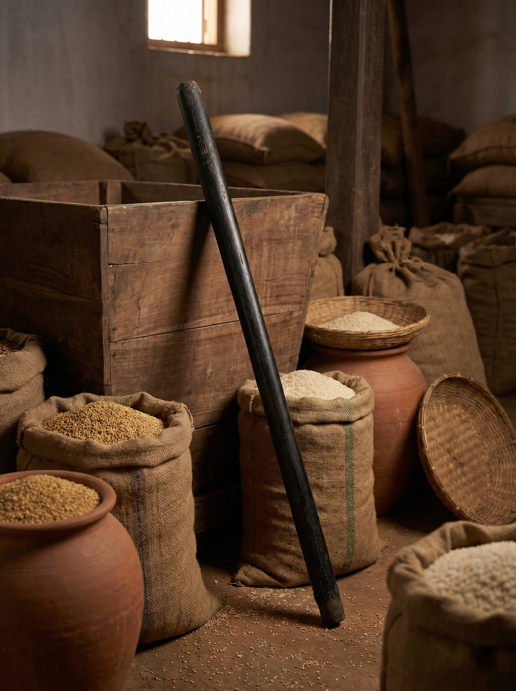 19th–20th Century Chettinad Karungali Pestle (Ulakkai) – Antique Grain Pounder (5’2”)