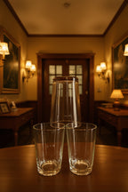 1940'S Rare Chettinad Family Engraved Vintage Glass Tumbler Set (3 Pieces) – Made in Japan