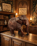 Antique Hand-Carved Kerala Rosewood Elephant – Heritage Sculpture (12”)