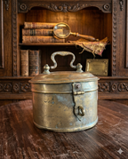 Antique Handcrafted Brass Storage Box with Lid & Latch – Traditional Indian Utility Container | Vintage Collectible