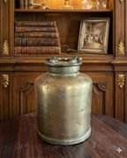 Antique Solid Brass Ghee Storage Container with Lid – Traditional Indian Kitchen Vessel | Vintage Heritage Piece