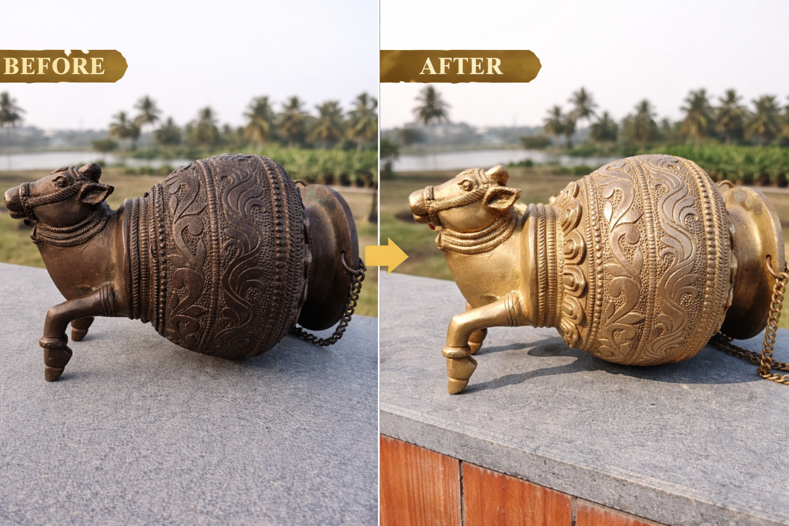 Vintage Sacred Nandi Abhishekam Kalash – Brass Ritual &amp; Devotional Vessel