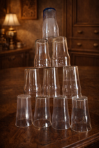1930'S Rare Chettinad Engraved Vintage COCA-COLA Shaped Glass Tumbler Set (10 Pieces) – Traditional South Indian Heritage Drinkware