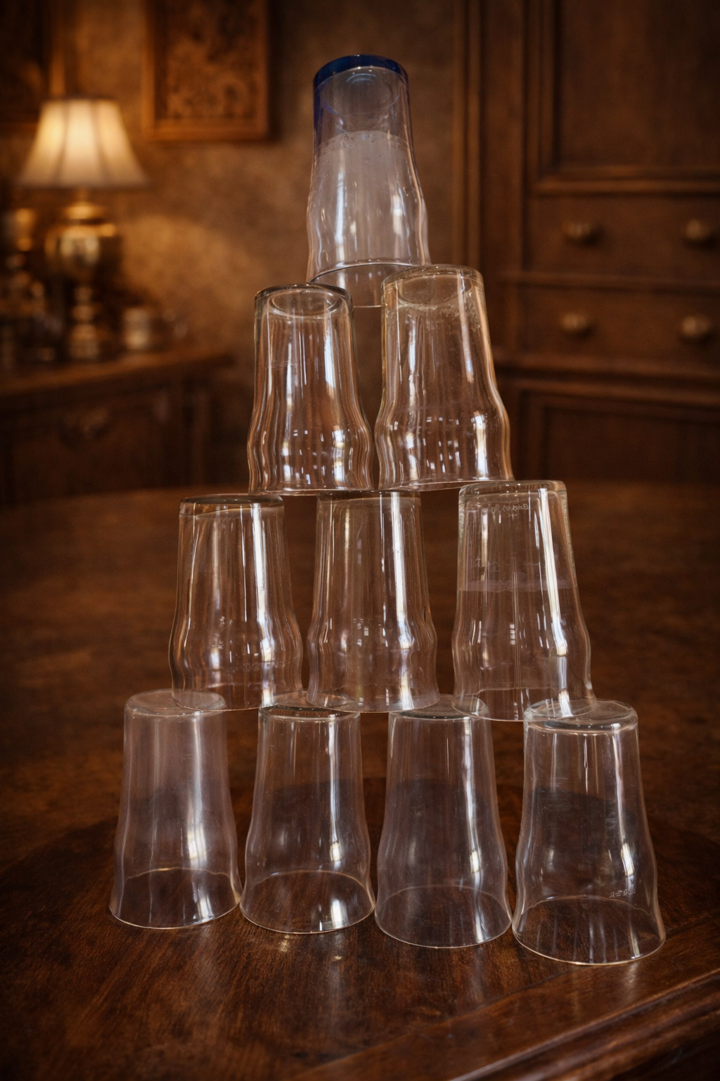 1930'S Rare Chettinad Engraved Vintage COCA-COLA Shaped Glass Tumbler Set (10 Pieces) – Traditional South Indian Heritage Drinkware