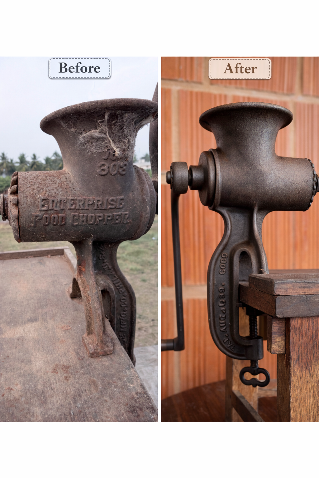 Antique Enterprise MFG Co. Food Chopper No. 202 | Cast Iron Meat Grinder | Philadelphia 1899 Patent Vintage Kitchen Tool