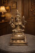 Antique Handcrafted Brass Goddess Kamakshi Idol – Traditional Pooja Deity Sculpture