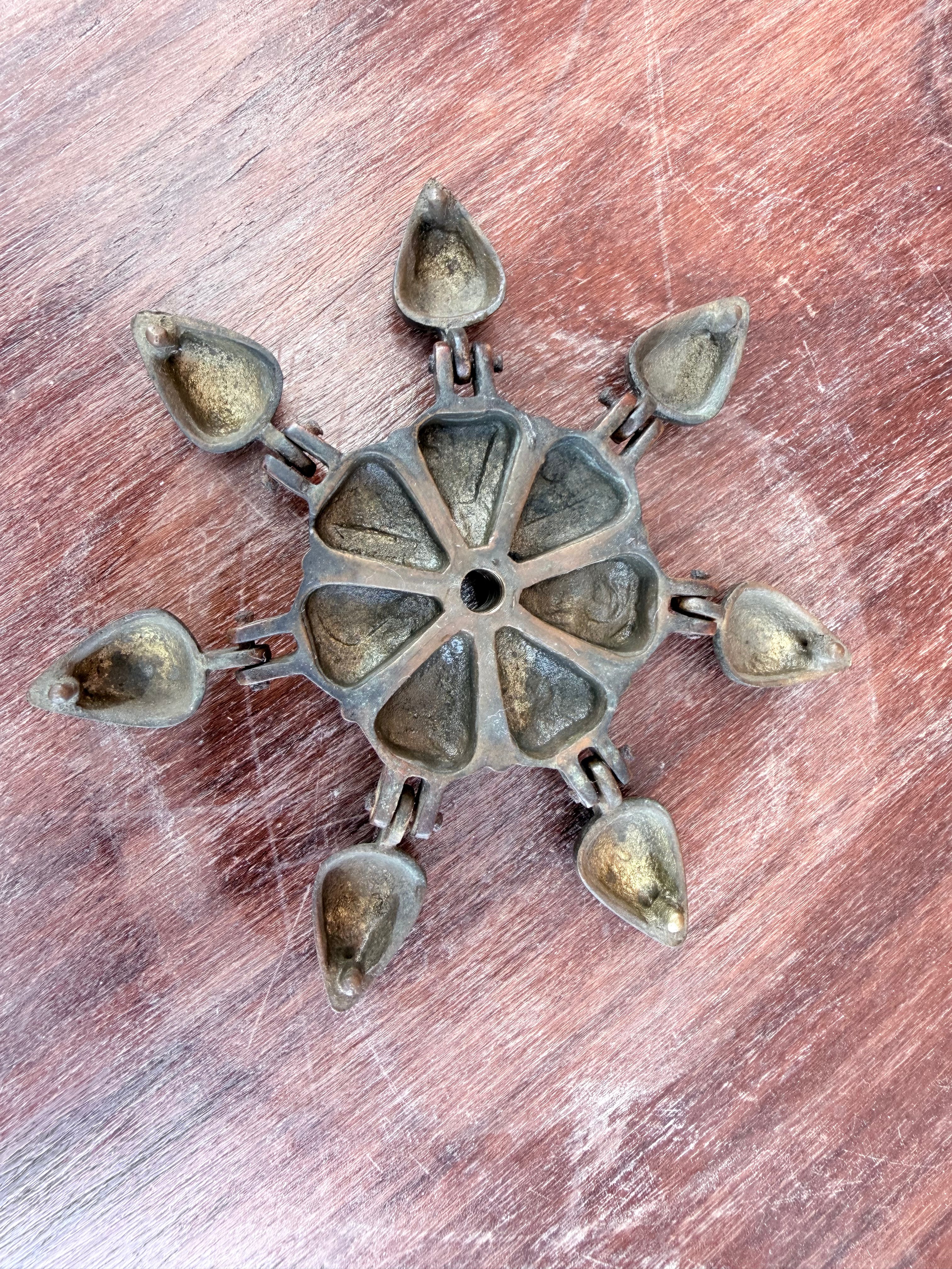 Antique Brass Sindoor Box with Peacock, kumkum Box