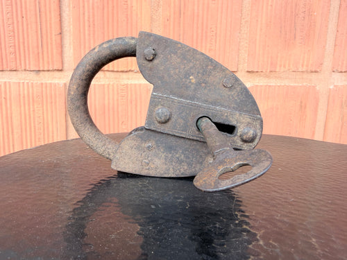 1900'S Vintage Handcrafted Iron Lock with Original Key – Vintage Rustic Security Lock