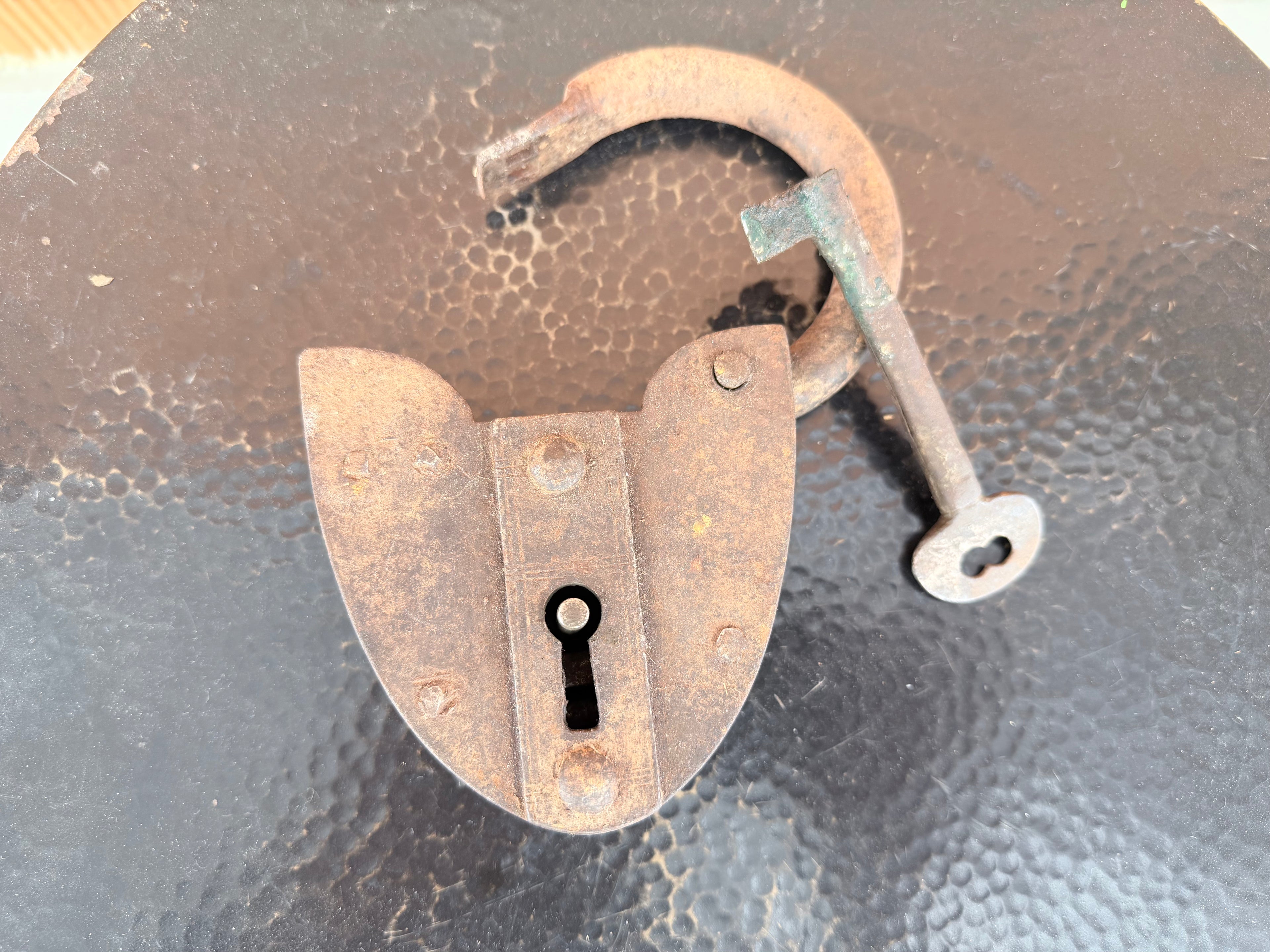 1900'S Vintage Handcrafted Iron Lock with Original Key – Vintage Rustic Security Lock