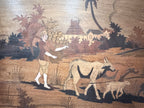 Antique Mysore Rosewood Inlay Panel – Rural Village Life