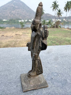 Antique Handcrafted Brass Lord Vishnu Statue – Traditional South Indian Temple Style Idol