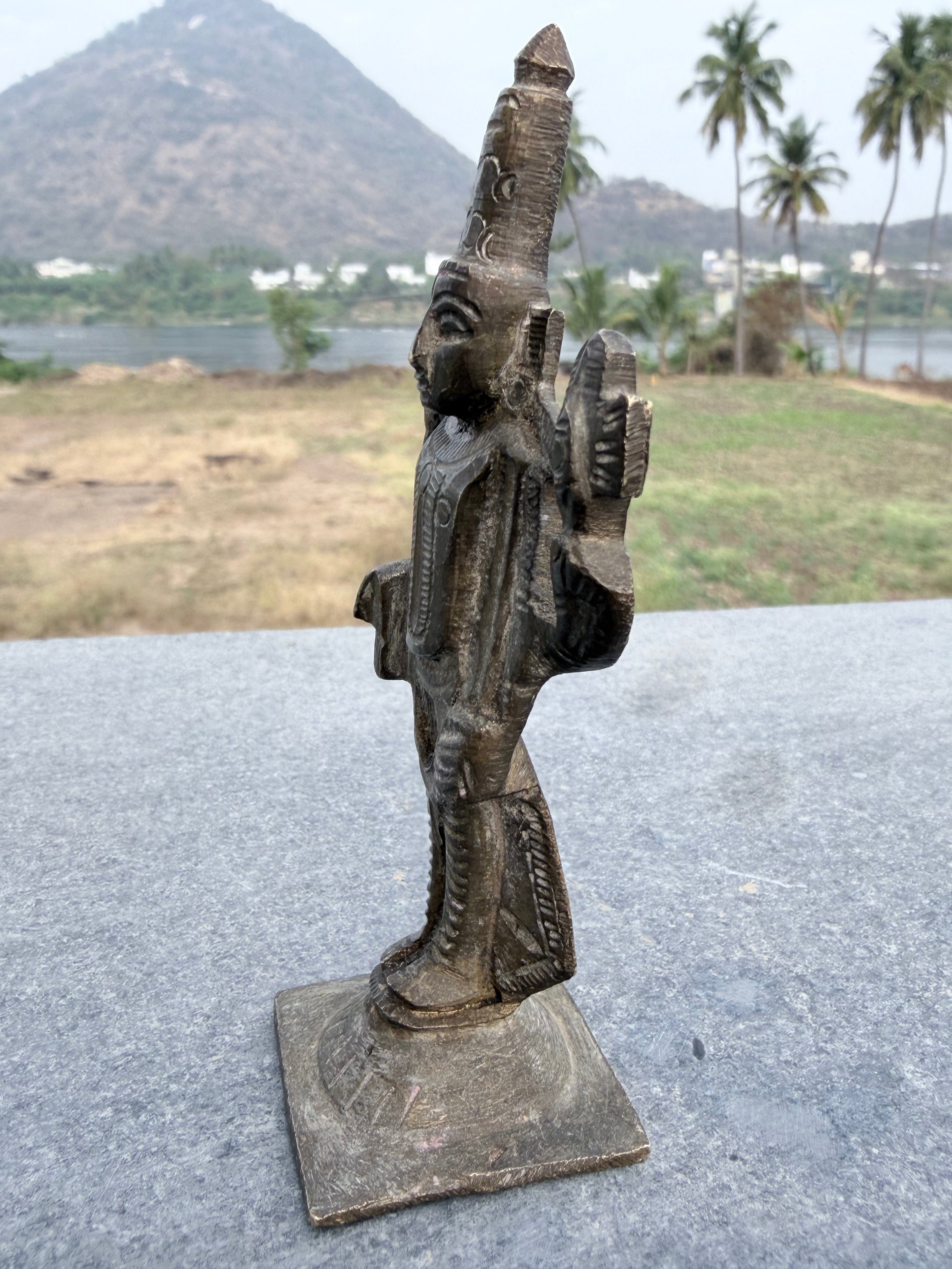 Antique Handcrafted Brass Lord Vishnu Statue – Traditional South Indian Temple Style Idol