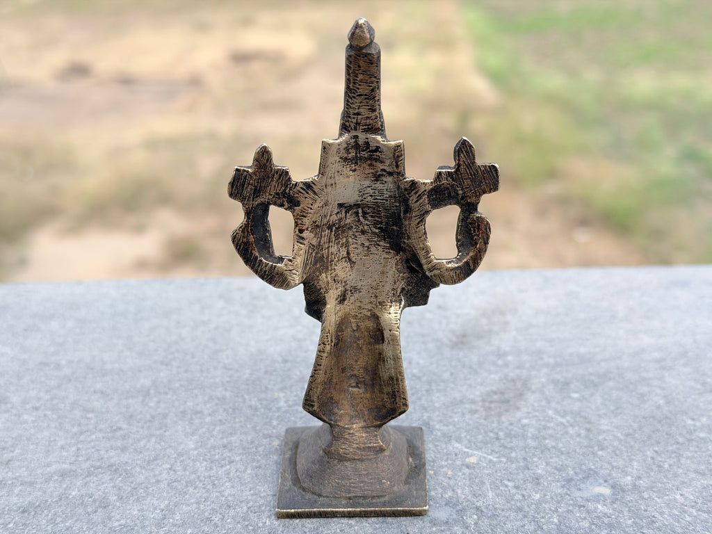 Antique Handcrafted Brass Lord Vishnu Statue – Traditional South Indian Temple Style Idol