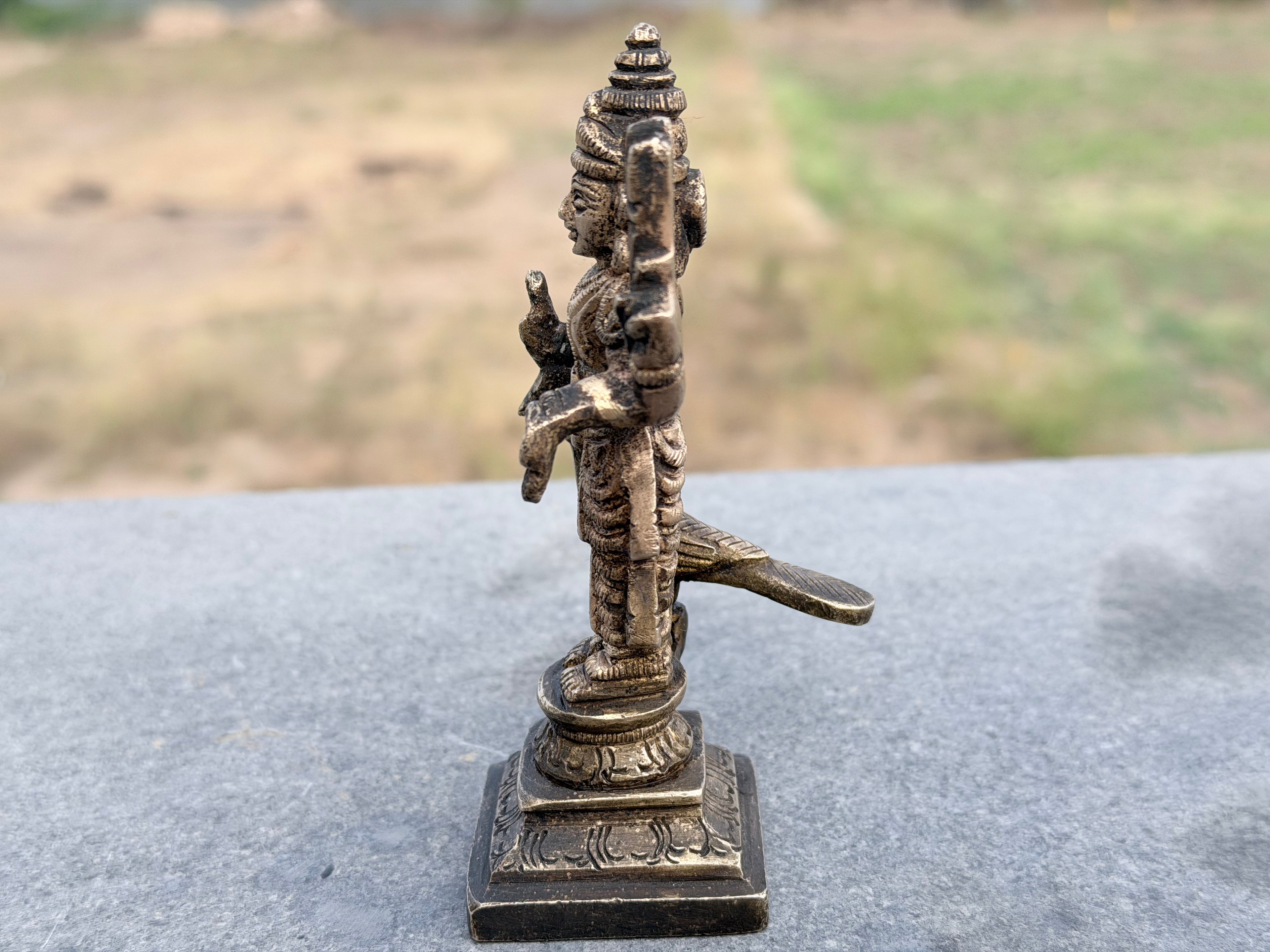 Antique Handcrafted Brass Lord Murugan with Peacock – Traditional Kartikeya Idol