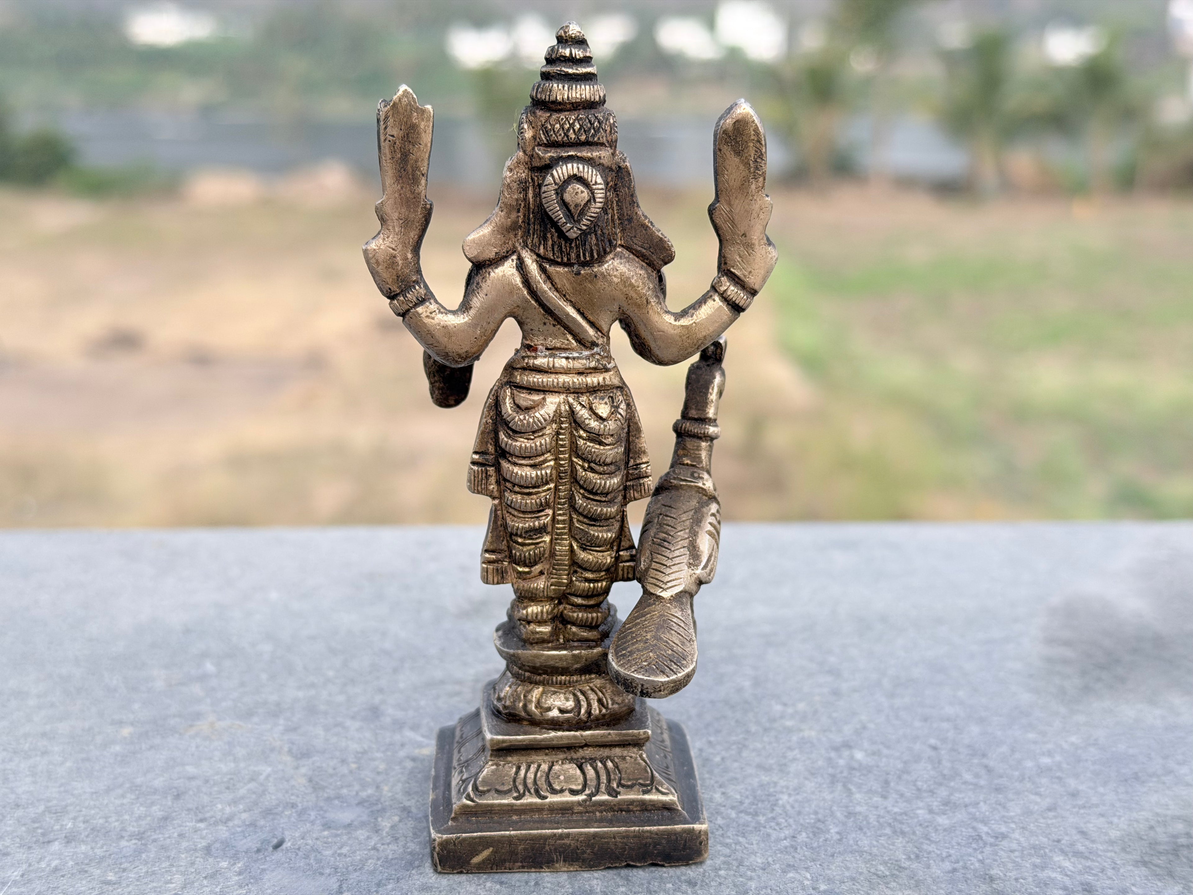Antique Handcrafted Brass Lord Murugan with Peacock – Traditional Kartikeya Idol
