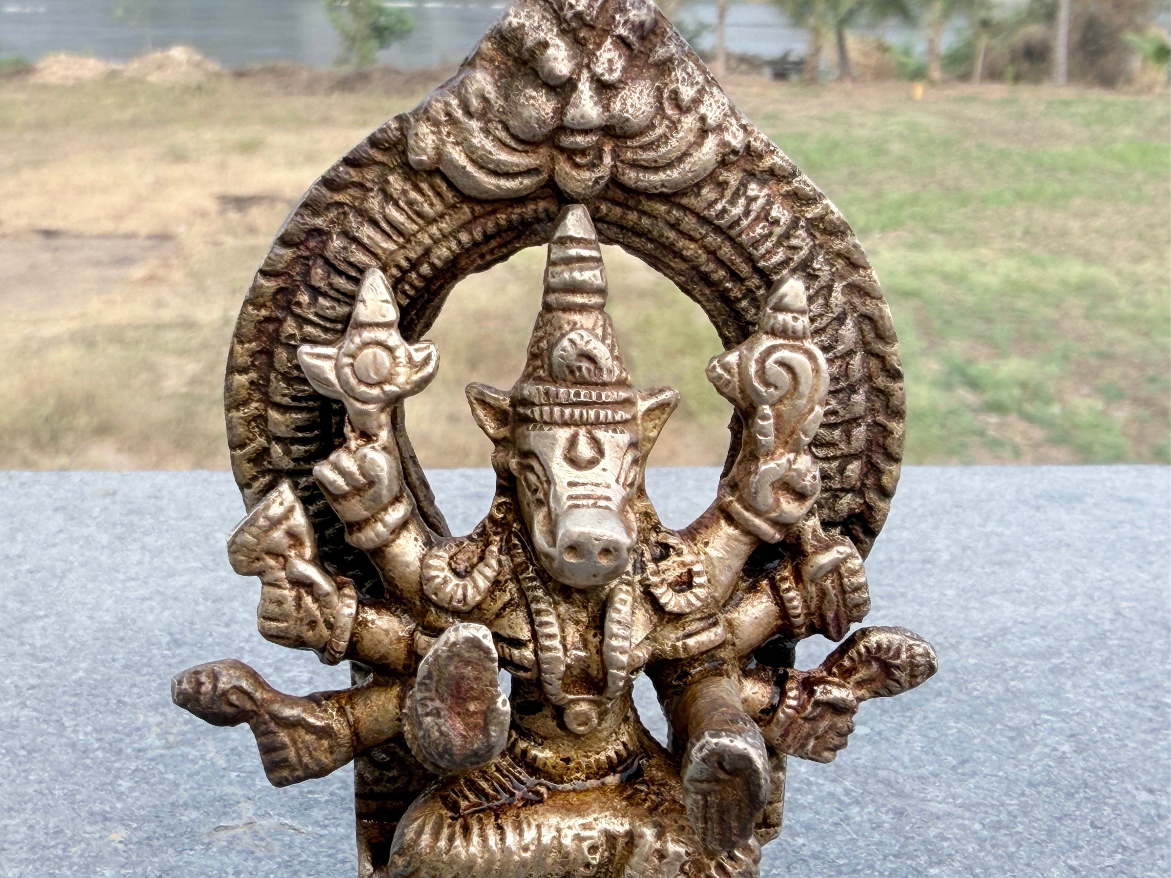 Rare Antique Brass Handicrafted Varahi Amman Sculpture – South Indian Temple Style