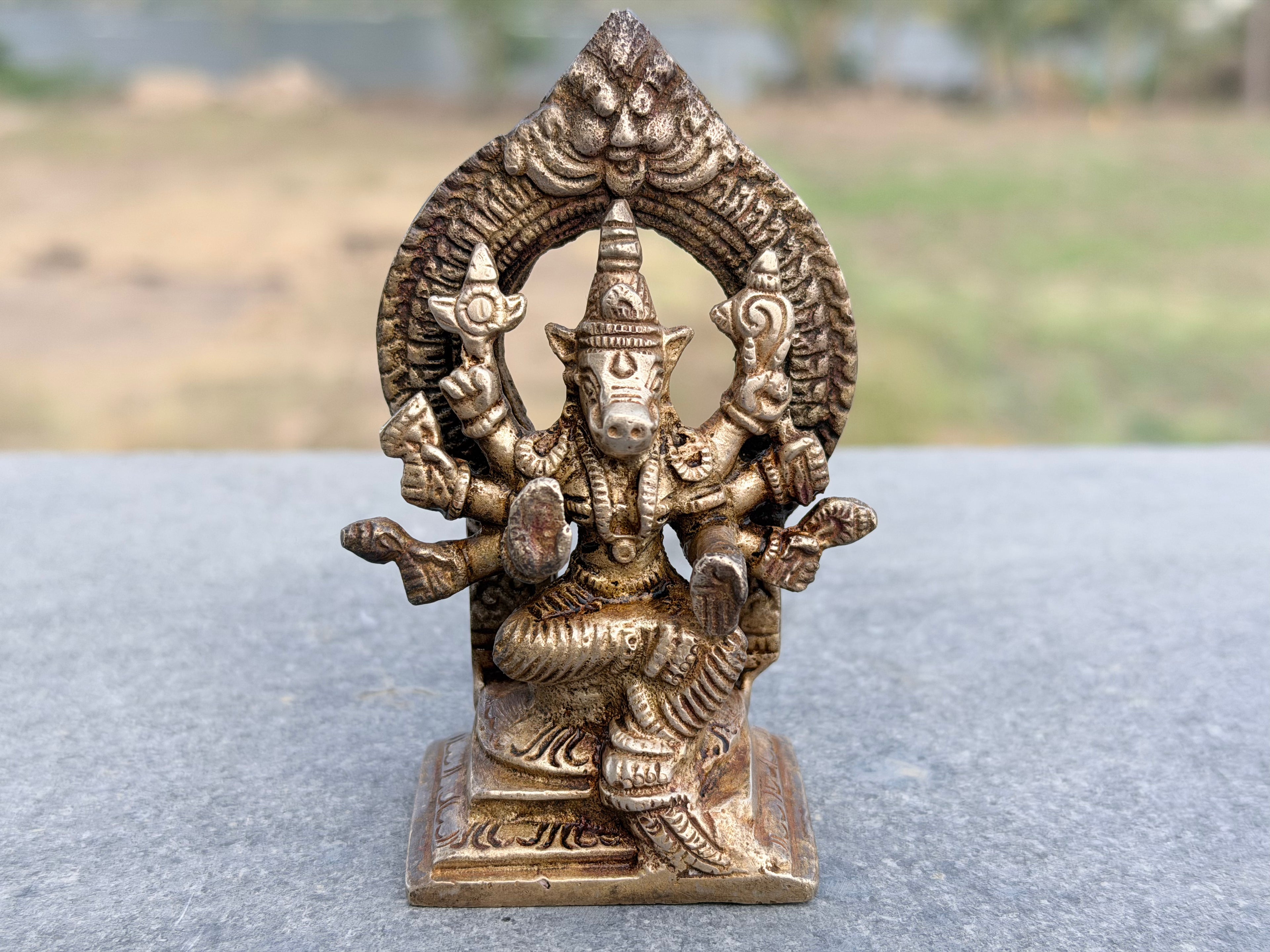 Rare Antique Brass Handicrafted Varahi Amman Sculpture – South Indian Temple Style
