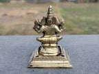 Antique South Indian Handcrafted Brass Ganesha Sculpture on Ornate Pedestal – Collector’s Piece