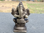 Antique South Indian Handlcrafted Brass Ganesha Sculpture on Ornate Pedestal – Collector’s Piece