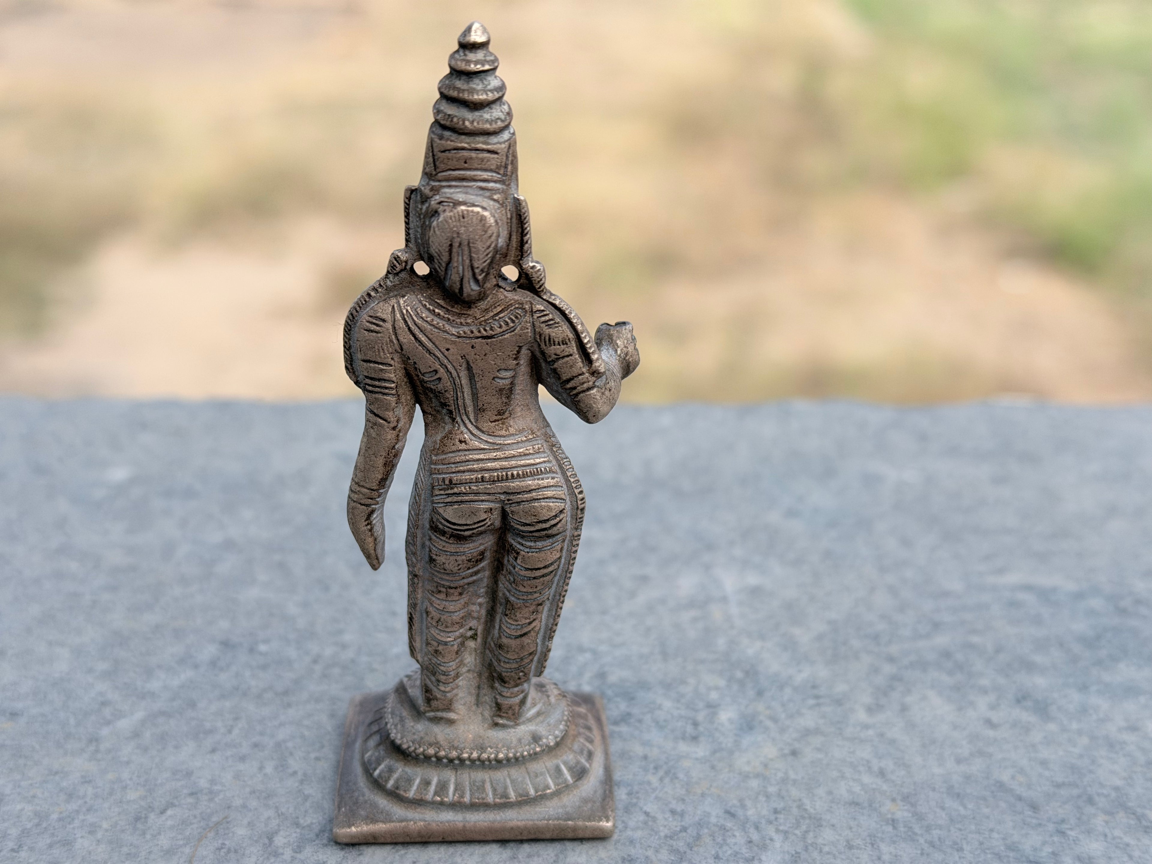 Antique Handcrafted Brass Goddess Parvati Statue – Traditional South Indian Temple Style Idol