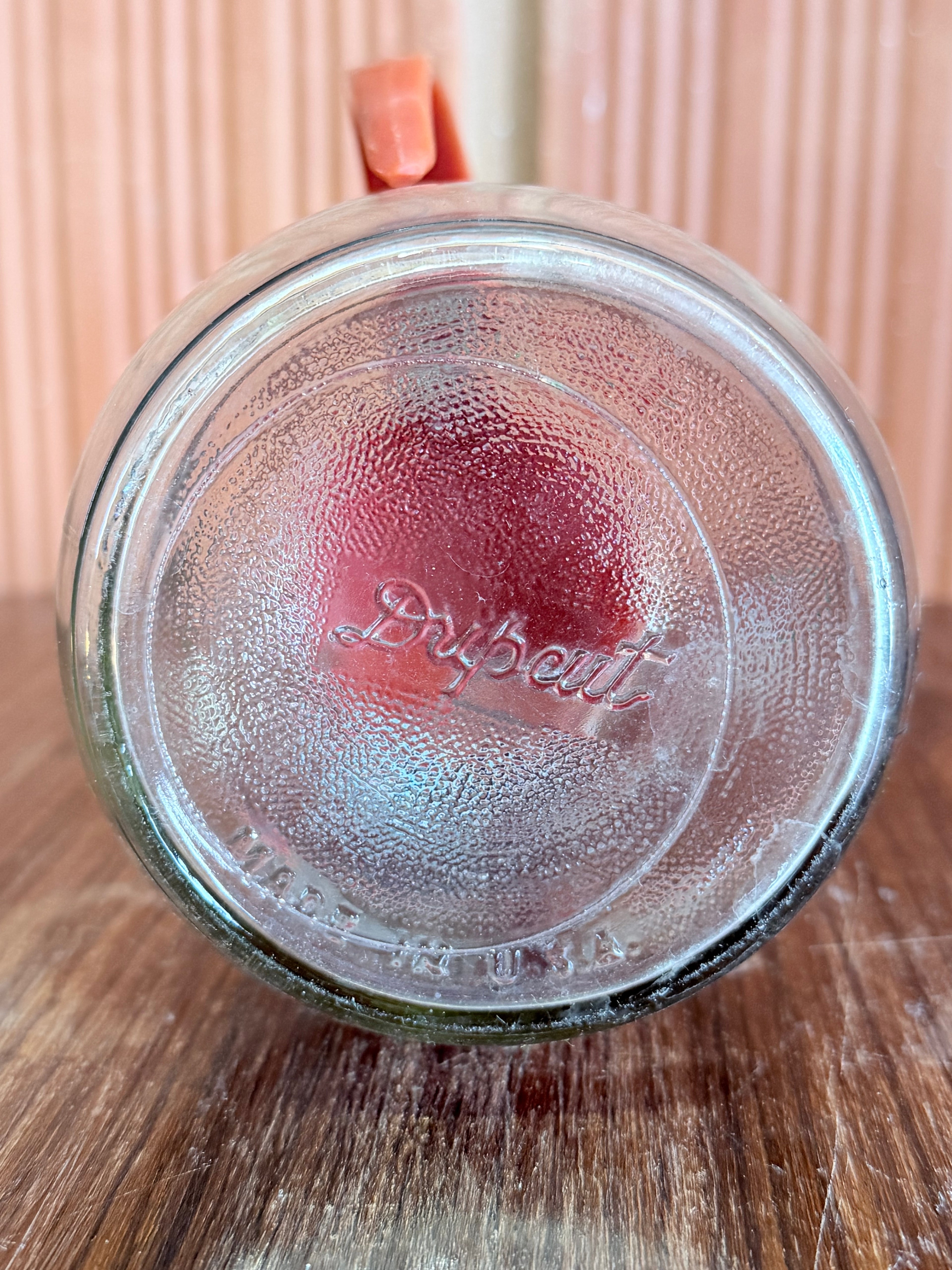 1950'S Vintage Dripcut Glass Syrup Dispenser – Red Bakelite Lid | Made in USA Retro Kitchen Pour Jar