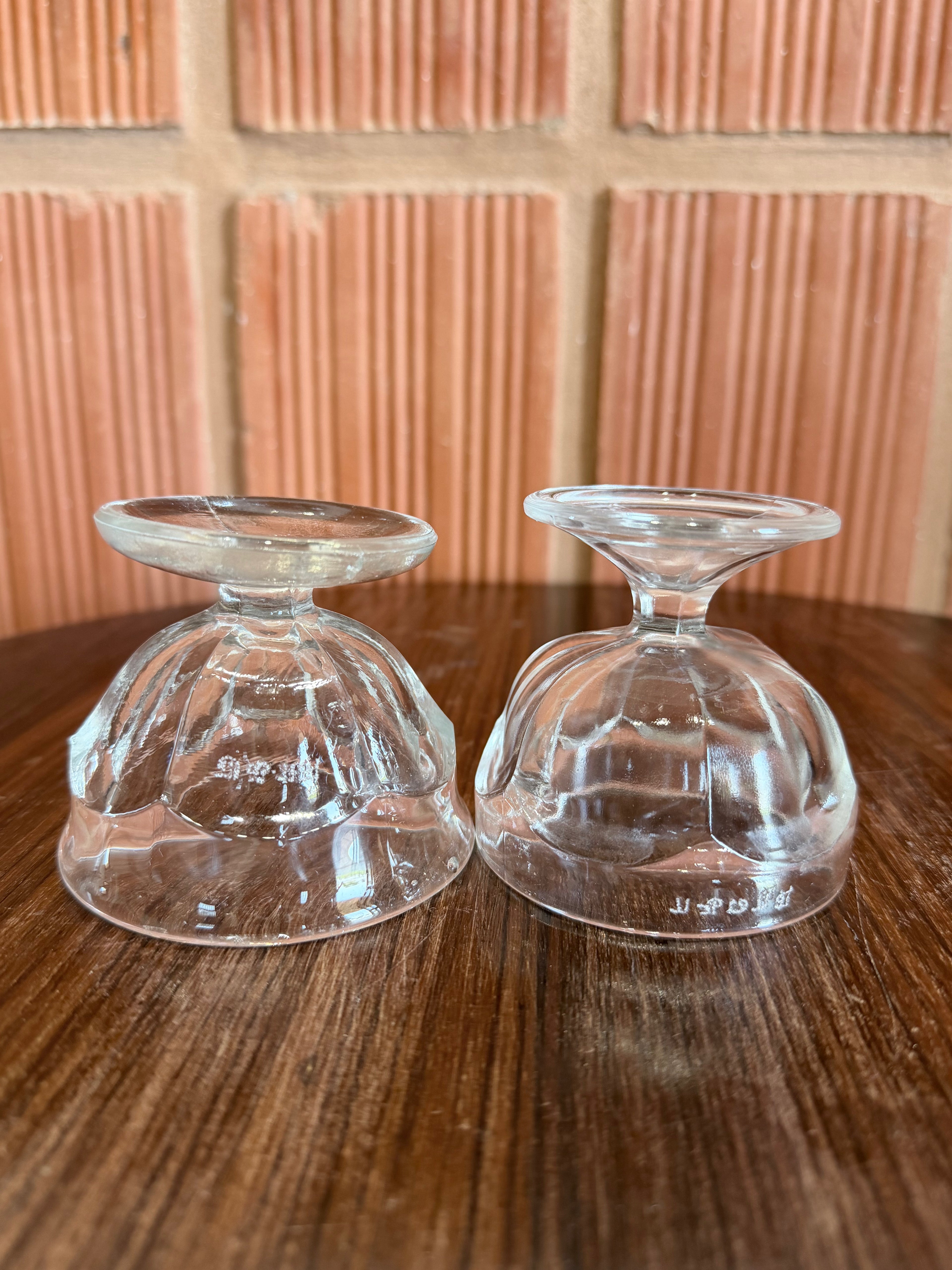 1930'S Rare Chettinad Family Engraved Vintage Glass Dessert Bowls – Antique Pedestal Serving Cups (Set of 2)