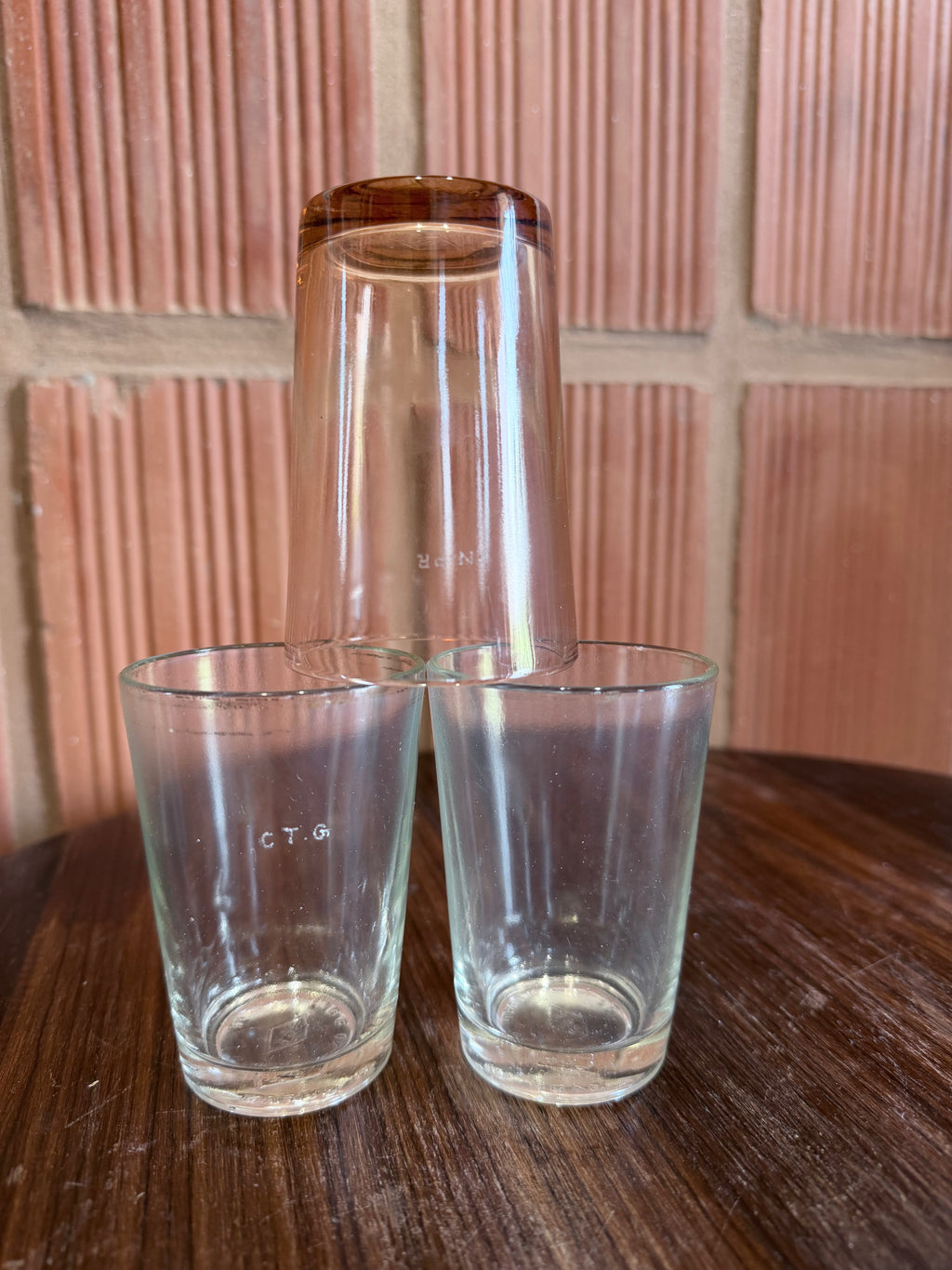 1940'S Rare Chettinad Family Engraved Vintage Glass Tumbler Set (3 Pieces) – Made in Japan