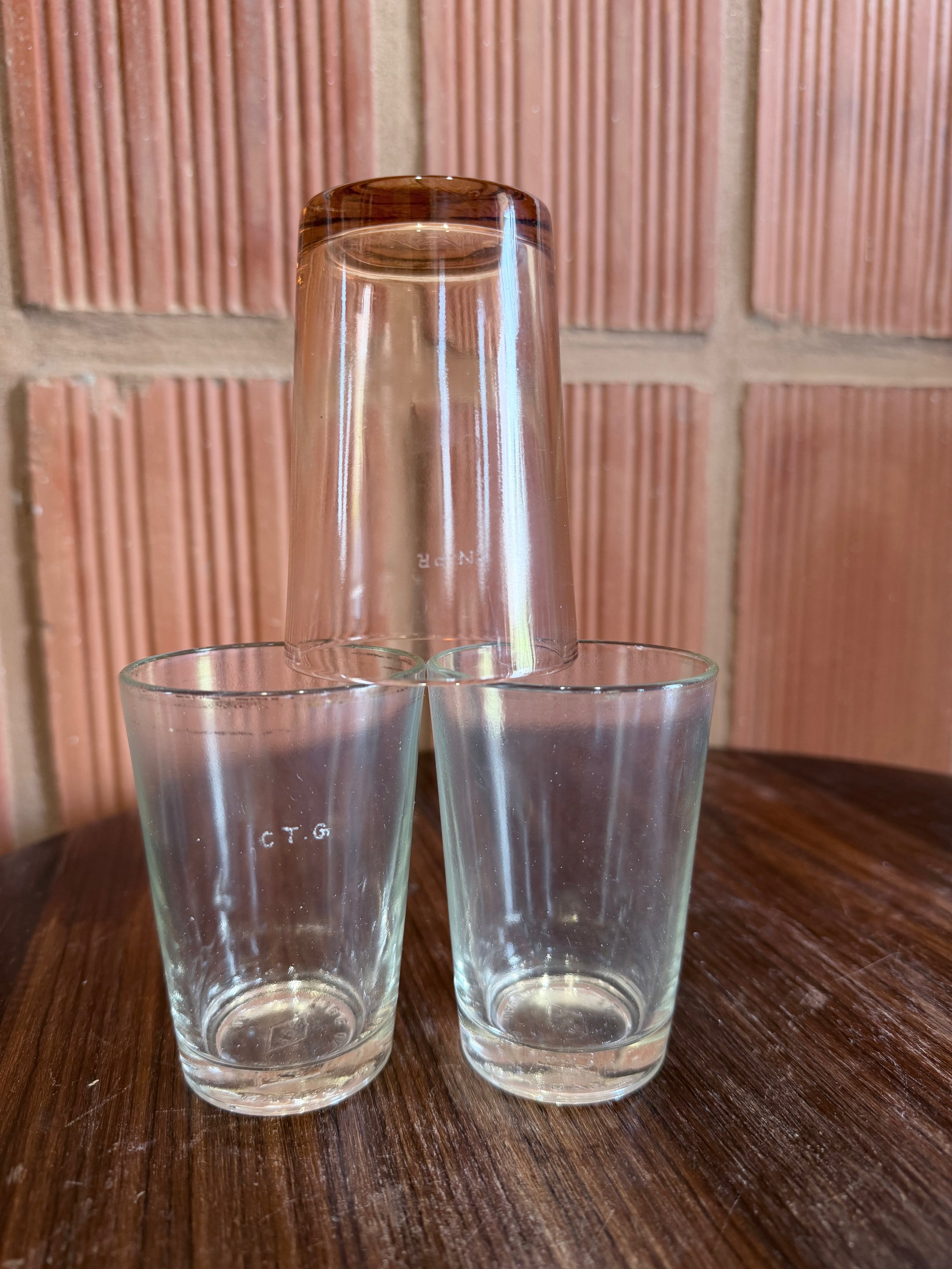 1940'S Rare Chettinad Family Engraved Vintage Glass Tumbler Set (3 Pieces) – Made in Japan