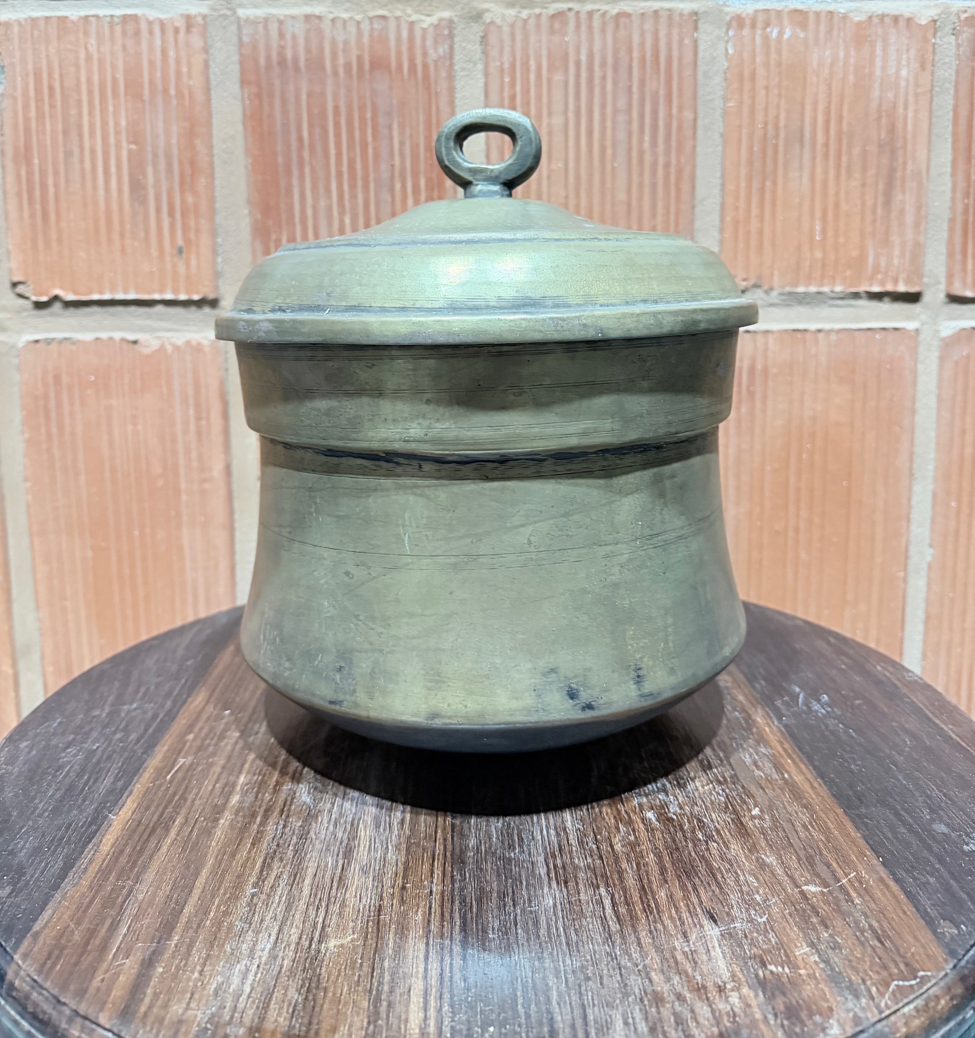 Rare Heavy Weight Antique Brass Handcrafted Idli Pot – Traditional South Indian Idli Steamer with Lid | Tin Coated | Vintage Kitchenware
