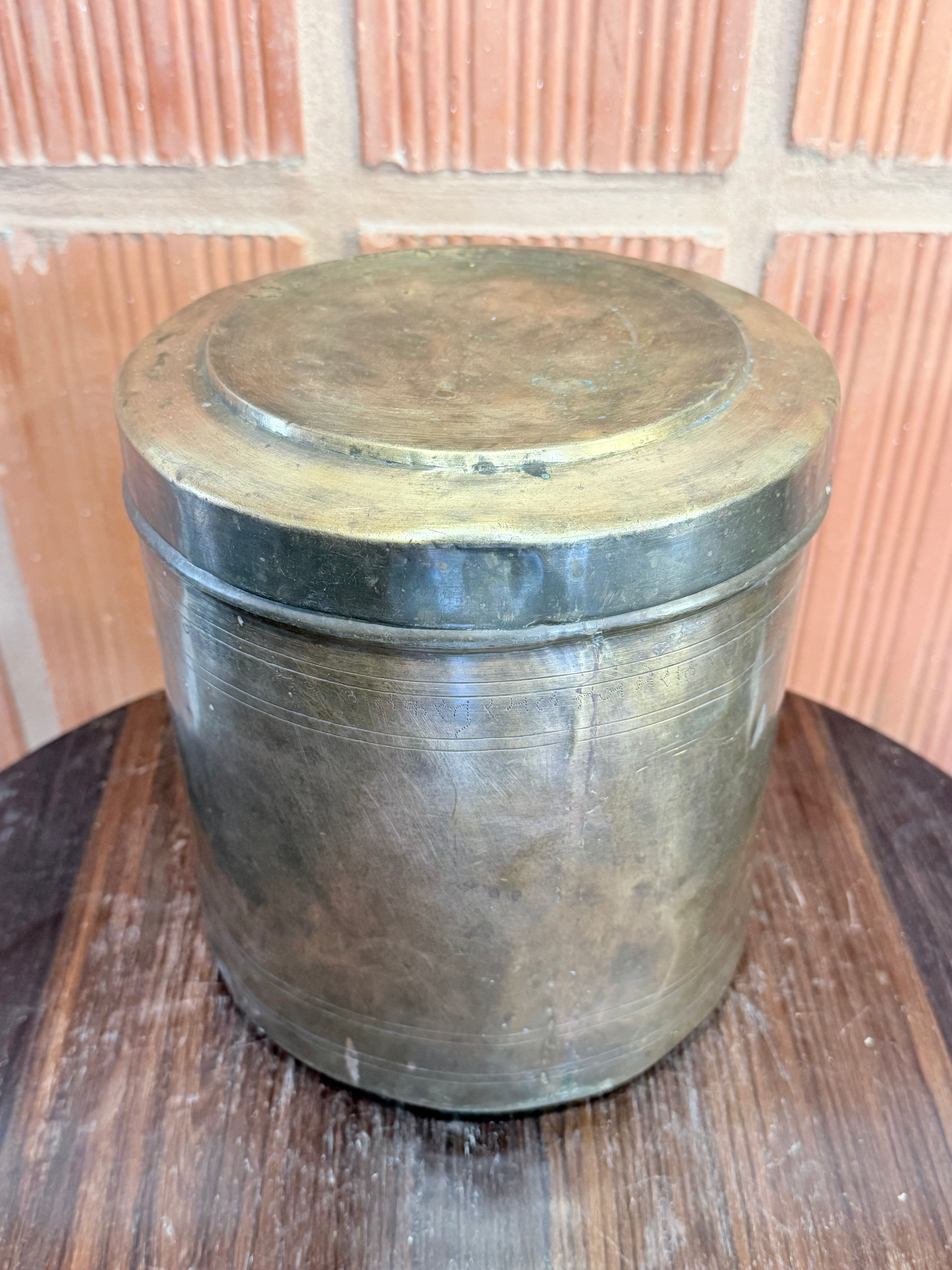 Antique Brass Storage Containers Set | Vintage Indian Kitchen Canisters | Handcrafted Brass Dabba Collection (Set of 5)