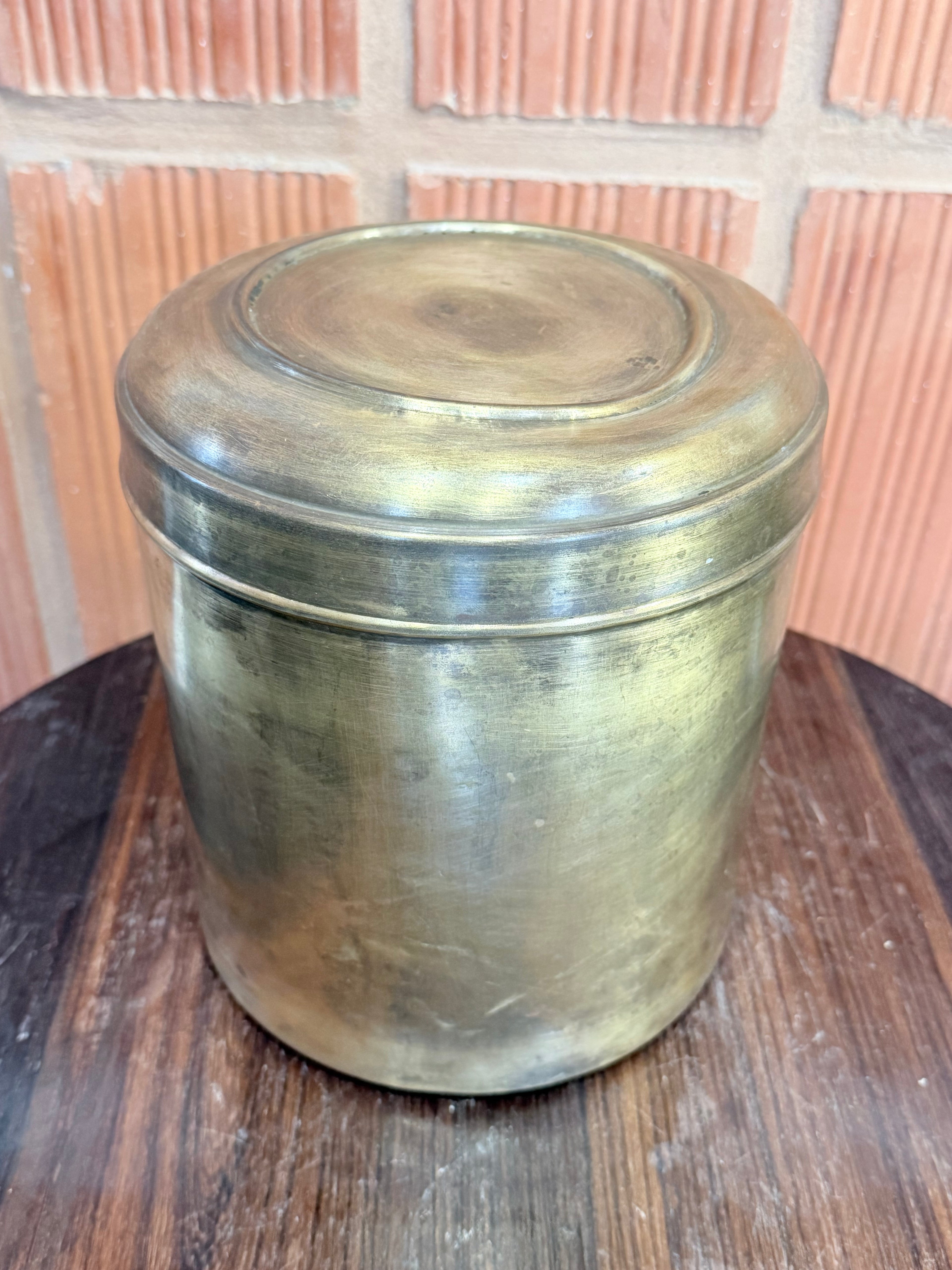 Antique Brass Storage Containers Set | Vintage Indian Kitchen Canisters | Handcrafted Brass Dabba Collection (Set of 5)