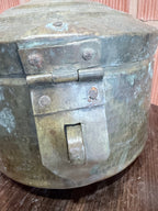 Antique Hand-Hammered Brass Storage Box with Lid & Latch – Traditional Indian Utility Container | Vintage Collectible