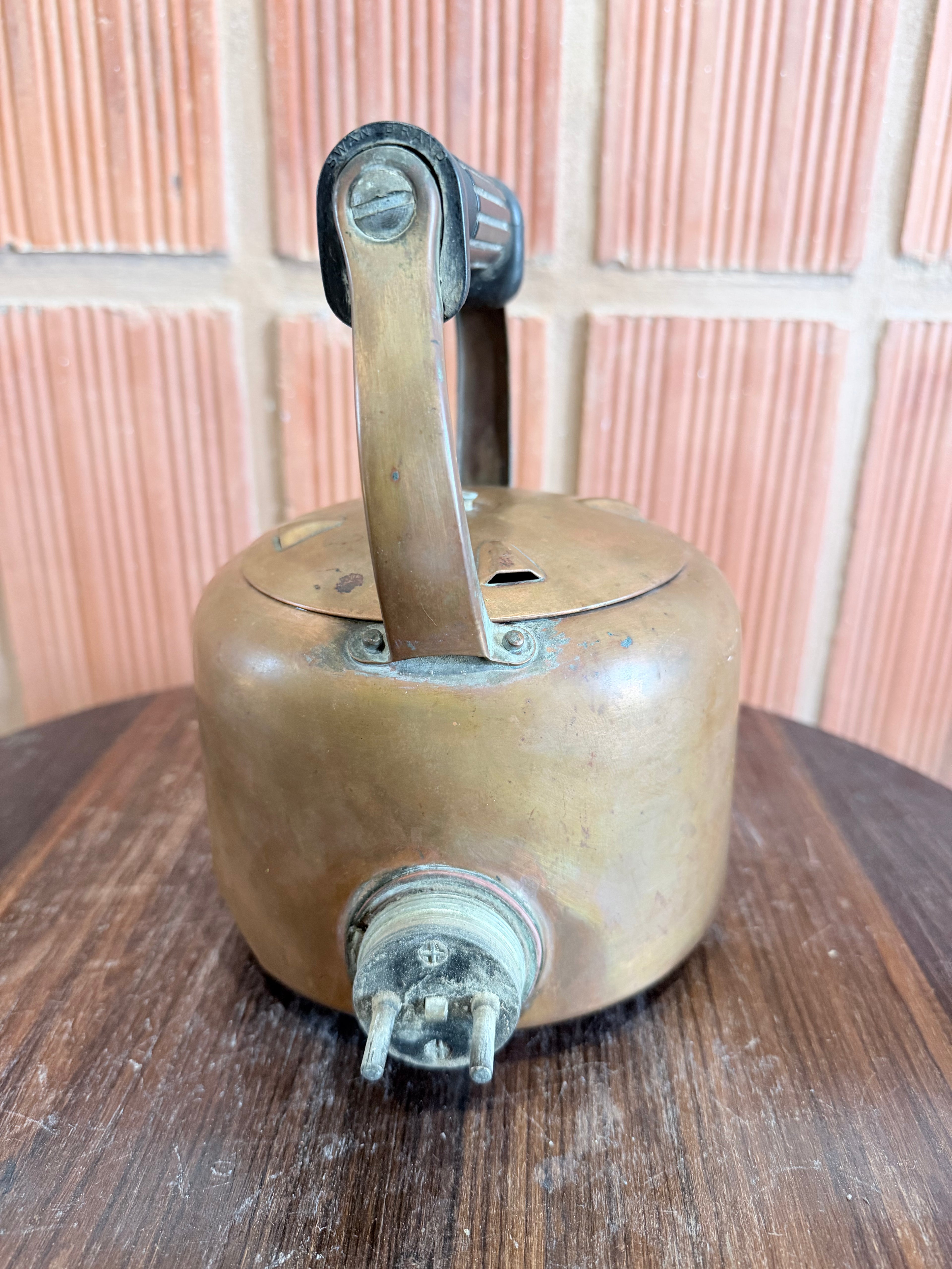 Rare 1920s Bulpitt & Sons “Swan Brand” British Electric Copper Kettle – Early Model Vintage Appliance