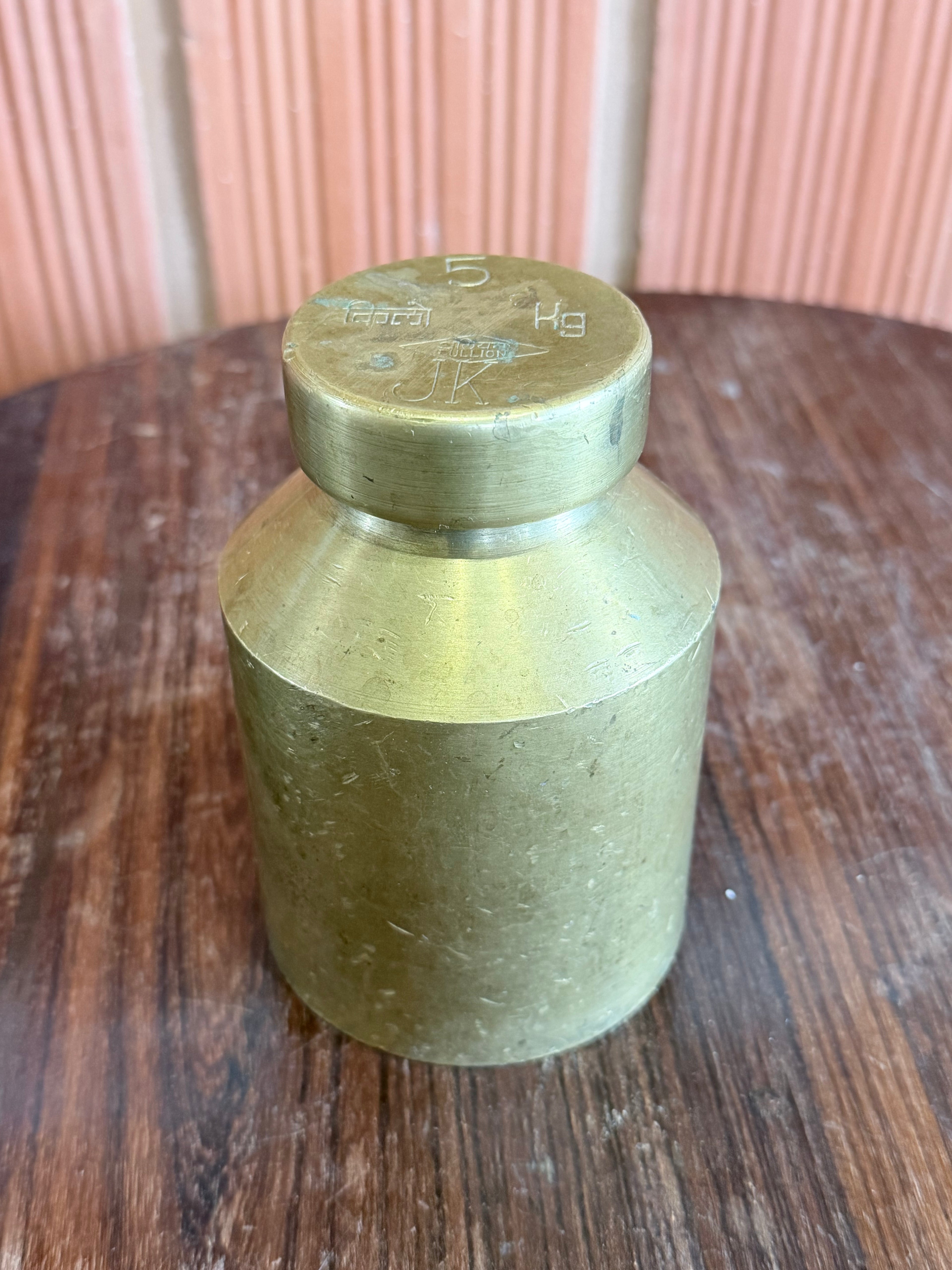Vintage Solid Brass 5 Kg Calibration Weight – Industrial Scale Weight | Antique Utility Collectible