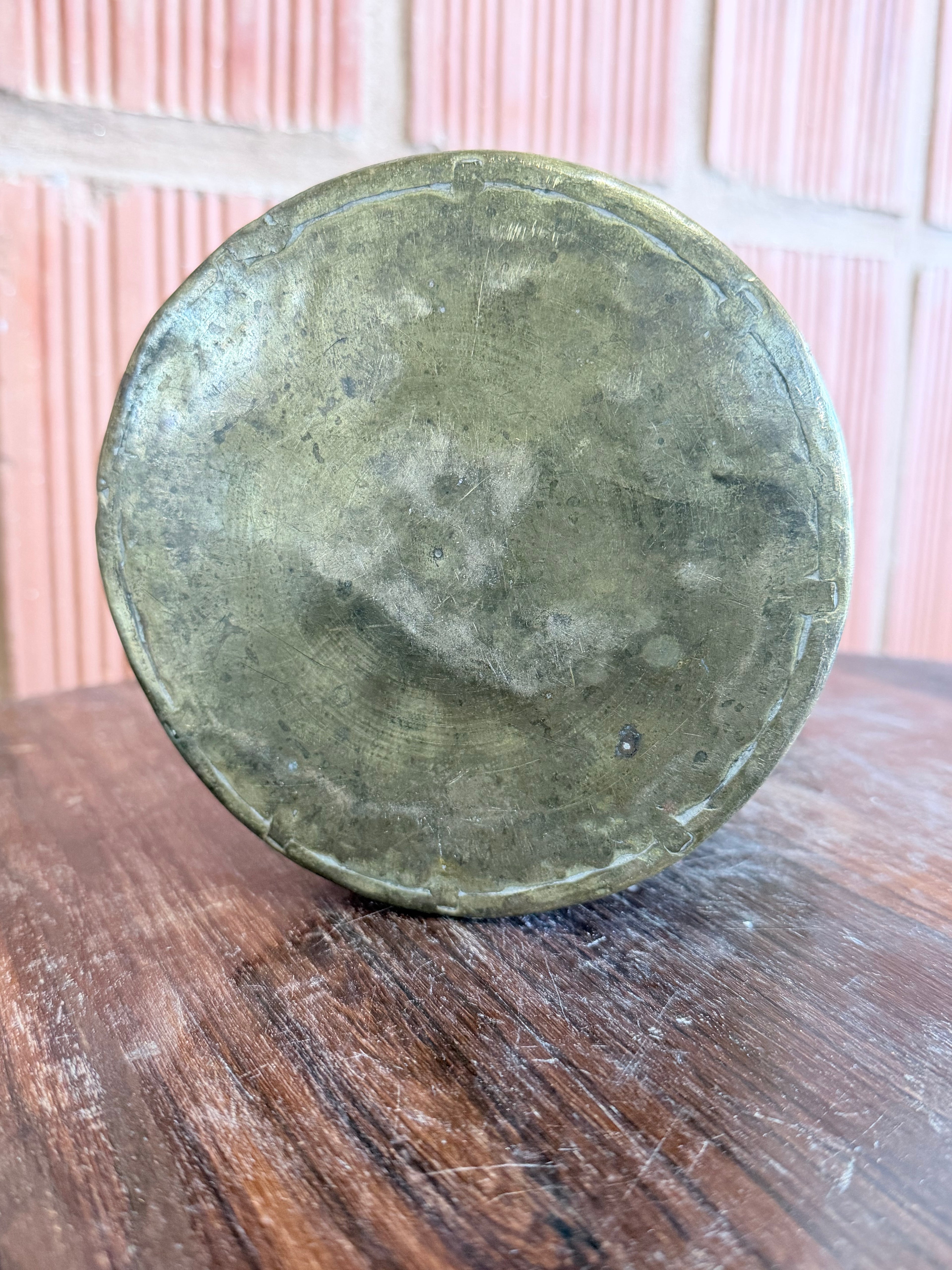 Antique Solid Brass Storage Container with Side Handles & Lid – Traditional Indian Ghee or Oil Pot | Vintage Collectible