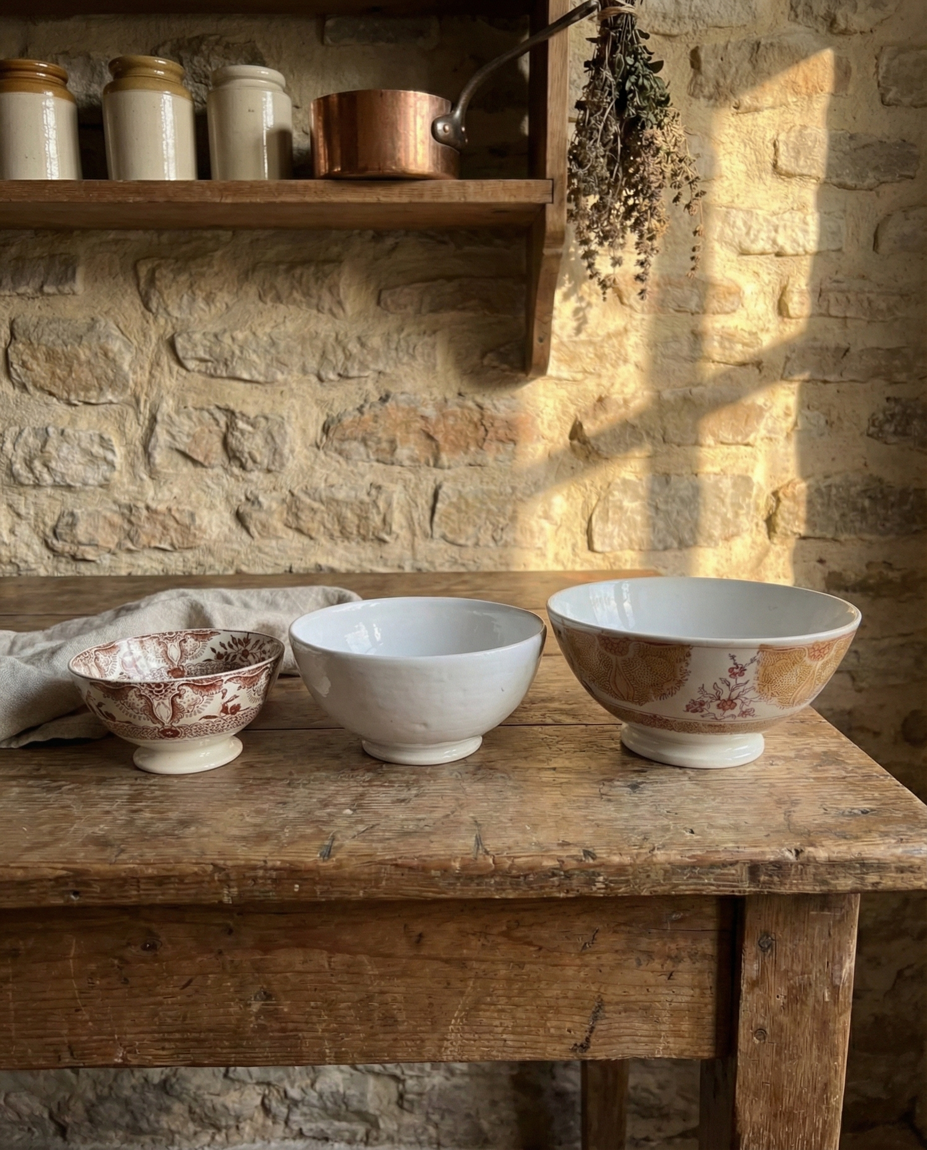 Vintage Ceramic Bowl Collection Set of 3 pcs