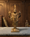 Antique Handcrafted Brass Lord Vishnu Statue – Traditional South Indian Temple Style Idol