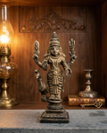 Antique Handcrafted Brass Lord Murugan with Peacock – Traditional Kartikeya Idol