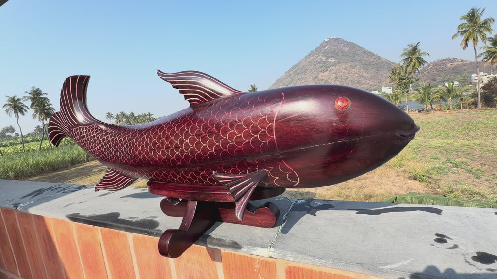 Investment-Grade Antique Rosewood Fish – Rare Collector’s Inlay Masterpiece